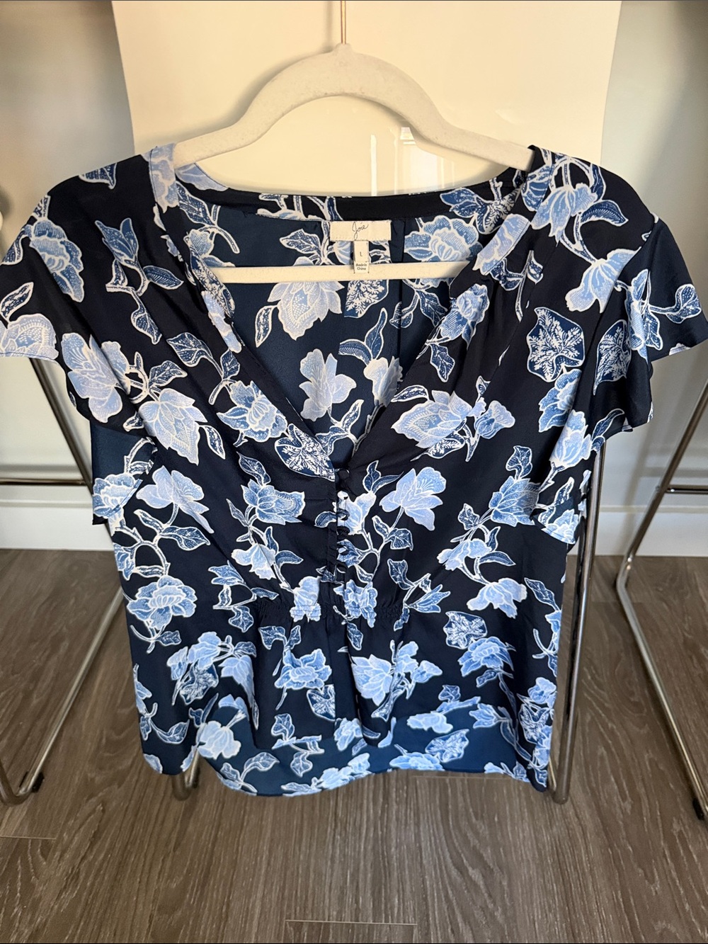 Joie Navy Blue Floral Button-Front Women's Top